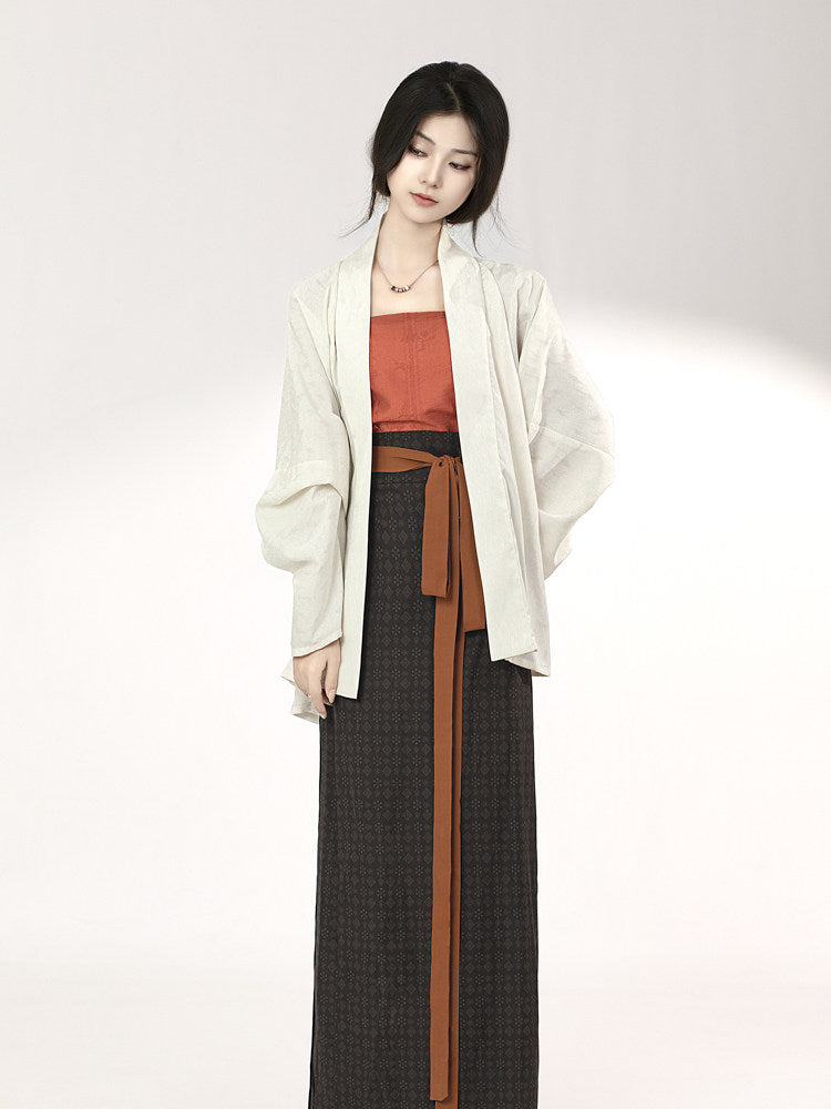 Anxiu Yingxiang Original "Autumn Leaf" Song-style Hanfu Women's Daily Commute Plane-Sleeve Spiral Skirt