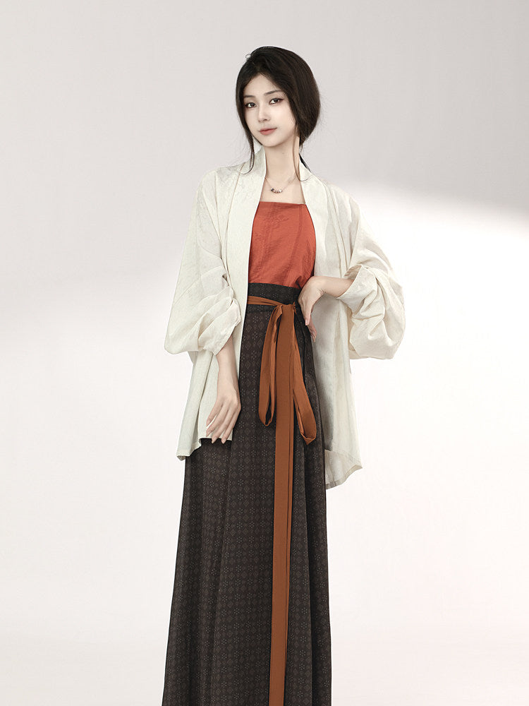 Anxiu Yingxiang Original "Autumn Leaf" Song-style Hanfu Women's Daily Commute Plane-Sleeve Spiral Skirt