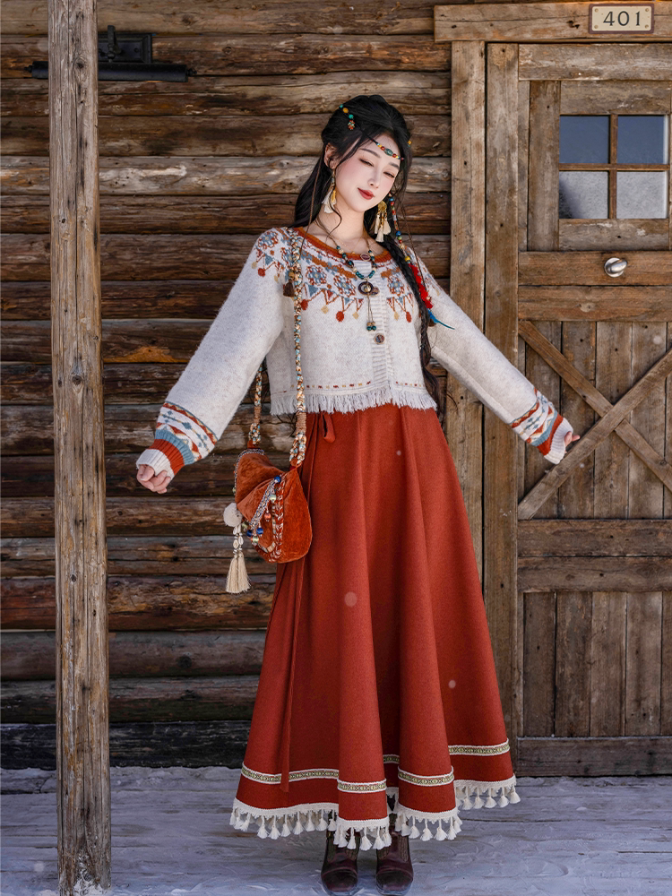 Nimeng Yunzhongge Sweater, Original Chinese-Style Ethnic-Inspired One-Piece Ruqun, Spring/Fall Casual Hanfu for Work