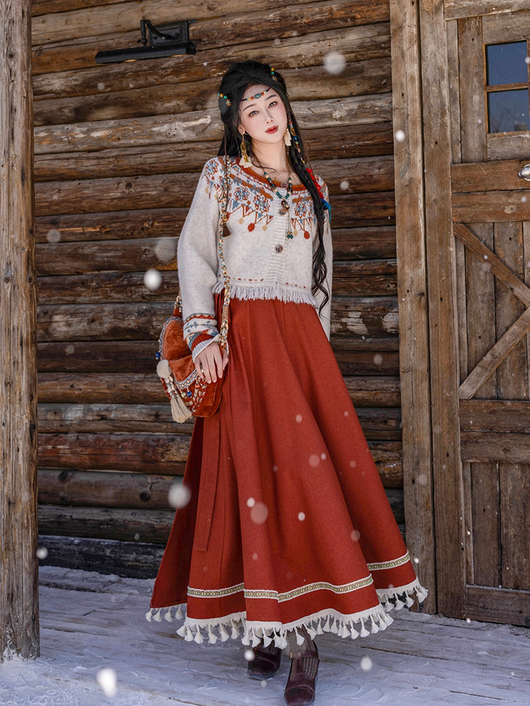 Nimeng Yunzhongge Sweater, Original Chinese-Style Ethnic-Inspired One-Piece Ruqun, Spring/Fall Casual Hanfu for Work