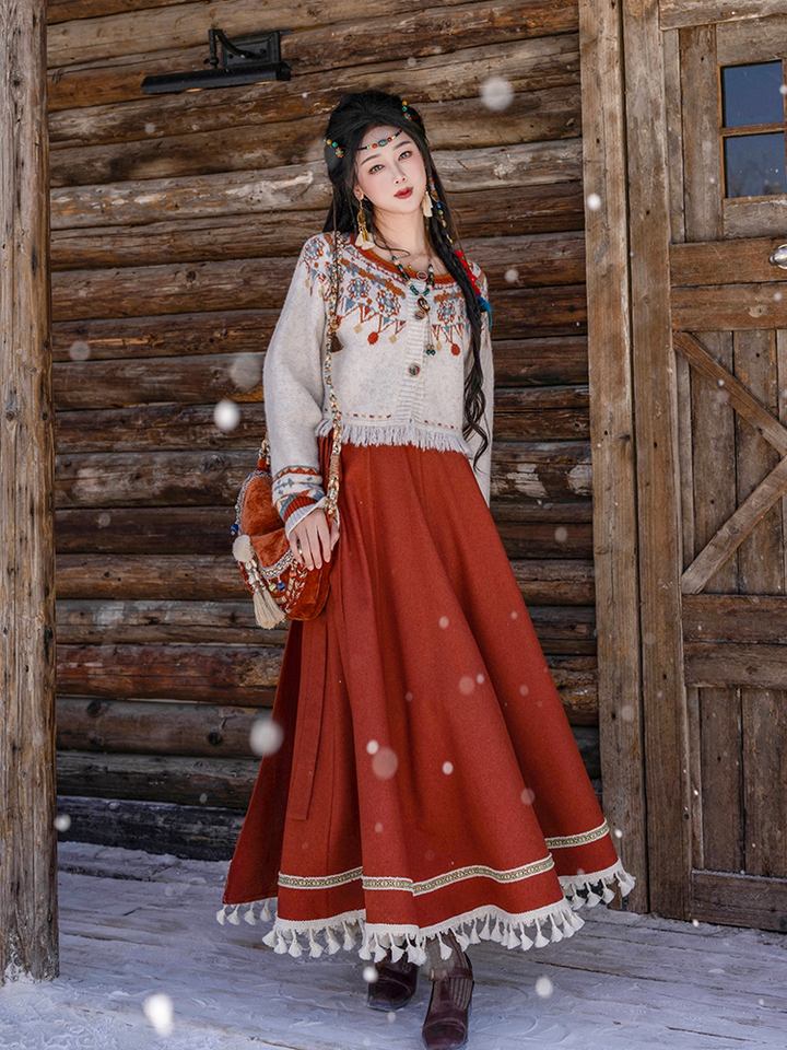 Nimeng Yunzhongge Sweater, Original Chinese-Style Ethnic-Inspired One-Piece Ruqun, Spring/Fall Casual Hanfu for Work