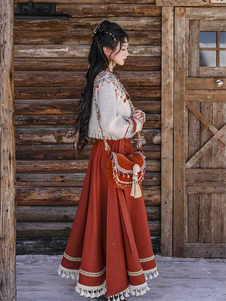 Nimeng Yunzhongge Sweater, Original Chinese-Style Ethnic-Inspired One-Piece Ruqun, Spring/Fall Casual Hanfu for Work