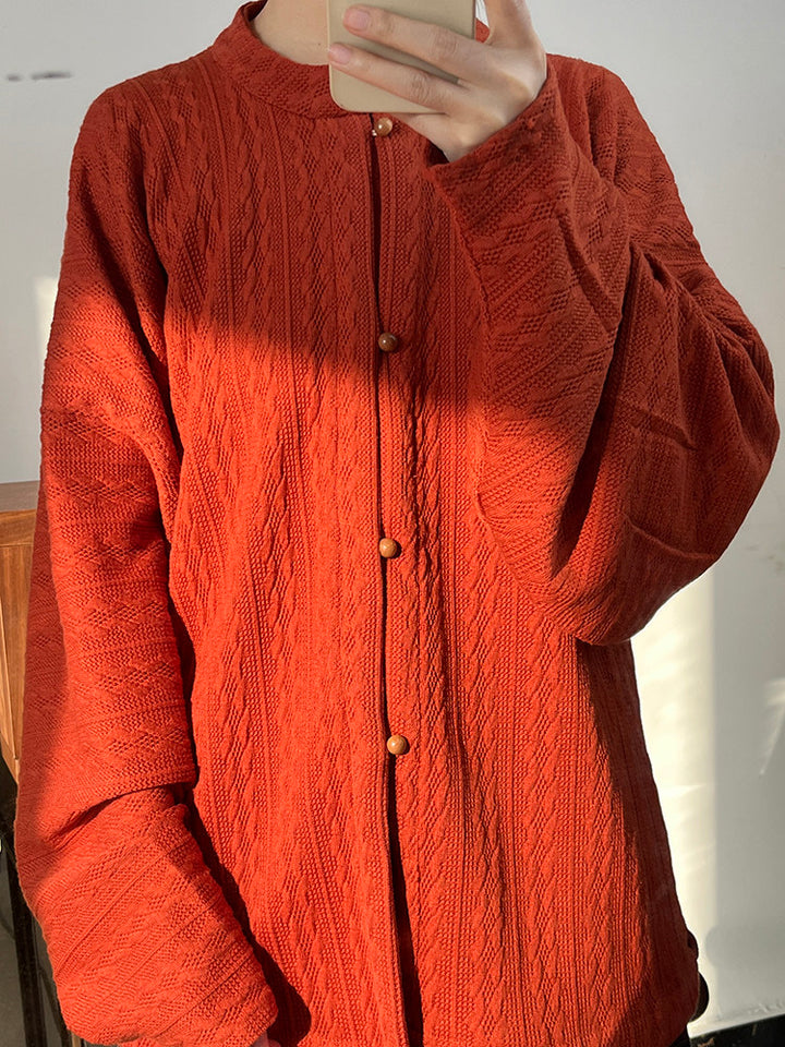 Anxiu Yingxiang Original [Maple Leaf] Knit Ming-style Stand-up Collar Cross-front Bow-bag Sleeve Hanfu Women's Daily Versatile