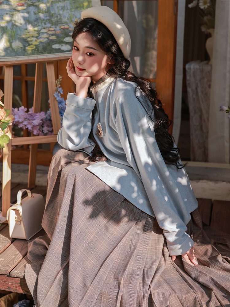 Dreamy Rainbow Plaid Mamian Skirt, 8/10 Length, Preppy Everyday & Workwear, Versatile Ming-Style Hanfu