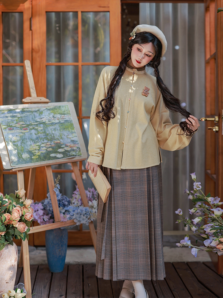 Dreamy Rainbow Candy Knit Mock-Neck Top, Ming-Style Cropped Top, Versatile Basic for Spring, Fall & Winter, Multiple Colors