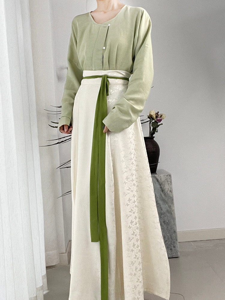Anxiu Yingxiang Original 【Little Butterfly】 Hanfu Dark Jacquard 8-Panel Daily Commuter Skirt