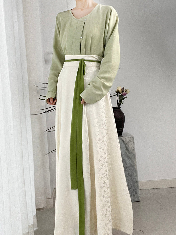 Anxiu Yingxiang Original 【Little Butterfly】 Hanfu Dark Jacquard 8-Panel Daily Commuter Skirt