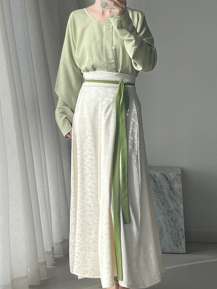 Anxiu Yingxiang Original 【Little Butterfly】 Hanfu Dark Jacquard 8-Panel Daily Commuter Skirt