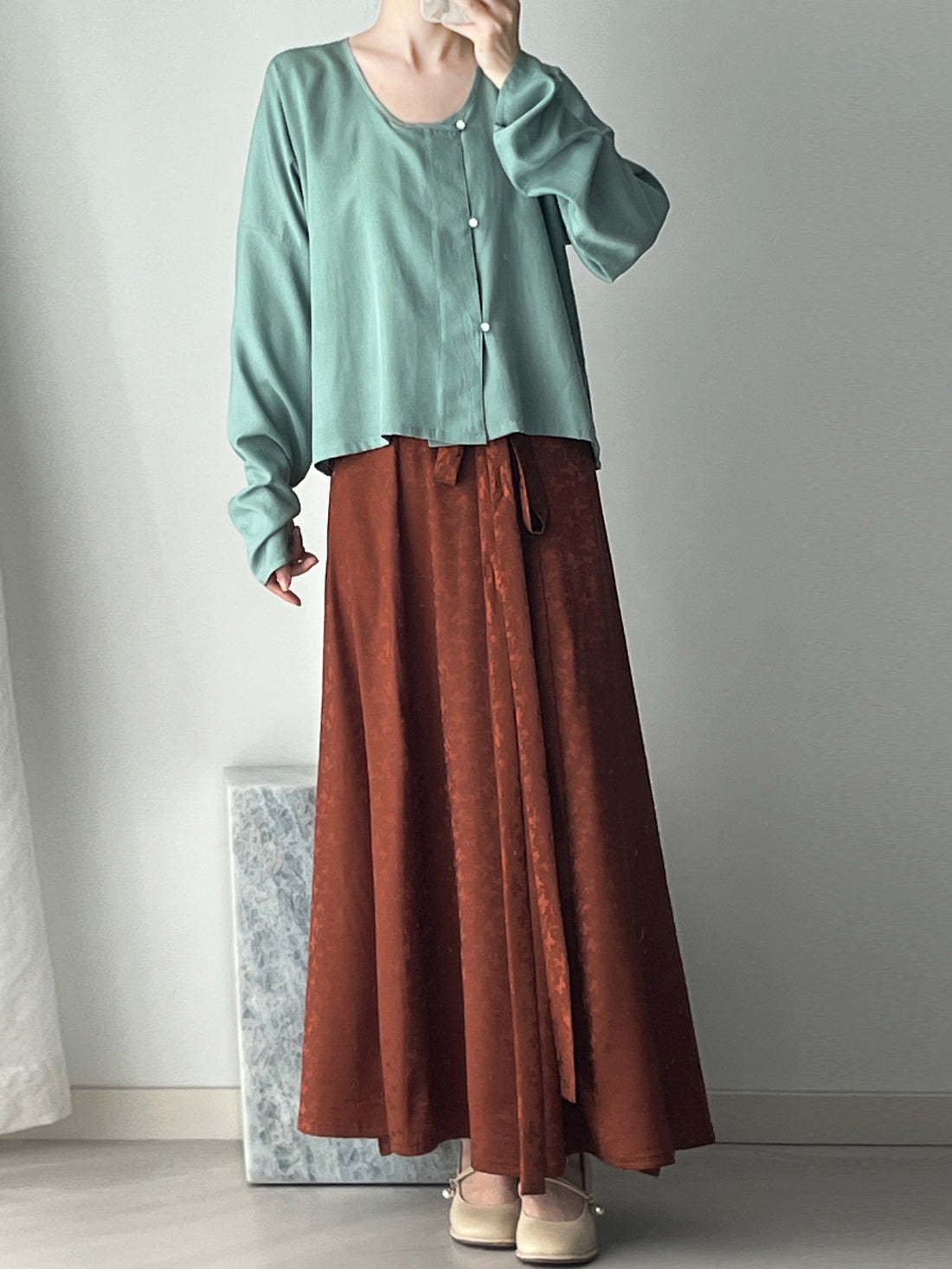 Anxiu Yingxiang Original 【Little Butterfly】 Hanfu Dark Jacquard 8-Panel Daily Commuter Skirt