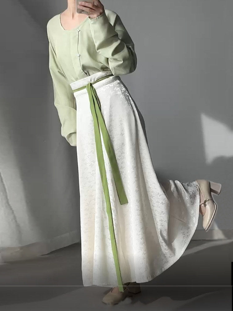 Anxiu Yingxiang Original 【Little Butterfly】 Hanfu Dark Jacquard 8-Panel Daily Commuter Skirt
