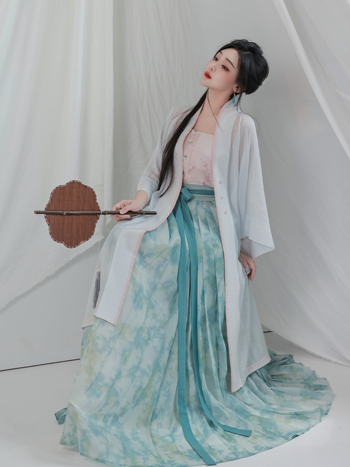 Nimeng Original Lotus Song-Style Hanfu, Changgan Temple Baidie Skirt, Daily Wear, Fresh Cool Style, Spring/Fall, Beaded
