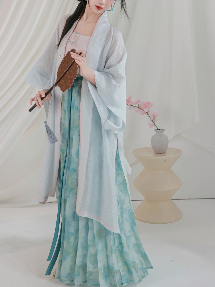 Nimeng Original Lotus Song-Style Hanfu, Changgan Temple Baidie Skirt, Daily Wear, Fresh Cool Style, Spring/Fall, Beaded