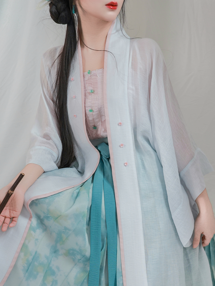 Nimeng Original Lotus Song-Style Hanfu, Changgan Temple Baidie Skirt, Daily Wear, Fresh Cool Style, Spring/Fall, Beaded