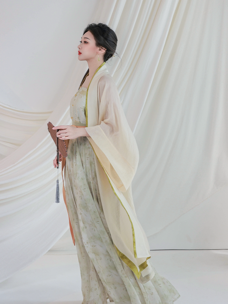 Nimeng Original Xiaoshanqing Song-Style Hanfu Pleated Skirt, Everyday Commuter Wear, Fresh Floral Beading for Spring & Fall