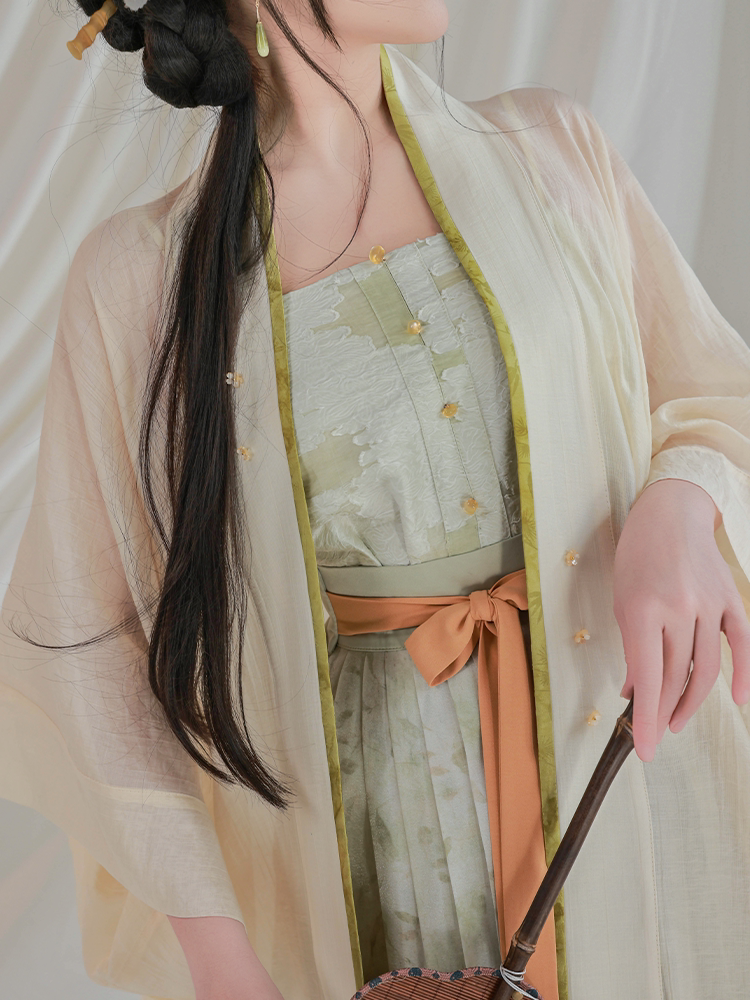 Nimeng Original Xiaoshanqing Song-Style Hanfu Pleated Skirt, Everyday Commuter Wear, Fresh Floral Beading for Spring & Fall