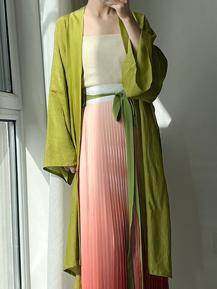 Anxiu Yingxiang [Green Crackle] Hanfu Women Song-style Tieguai Tomb Replica Tencel Long Gown - Daily Casual & Commute