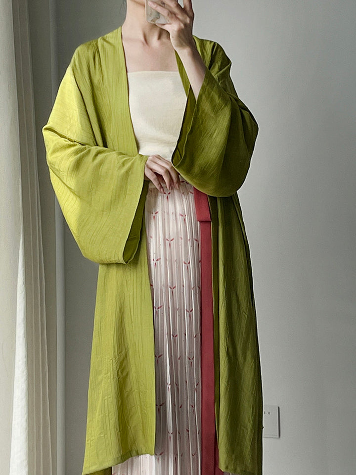 Anxiu Yingxiang [Green Crackle] Hanfu Women Song-style Tieguai Tomb Replica Tencel Long Gown - Daily Casual & Commute