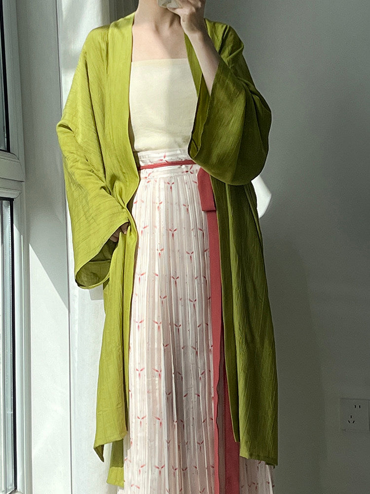 Anxiu Yingxiang [Green Crackle] Hanfu Women Song-style Tieguai Tomb Replica Tencel Long Gown - Daily Casual & Commute