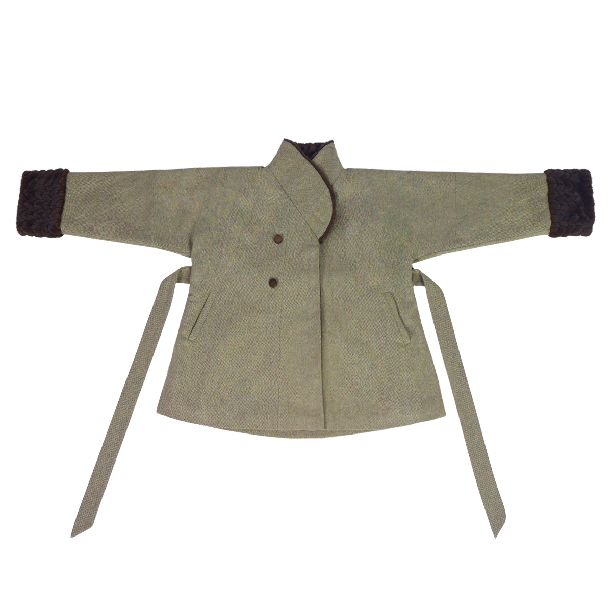 Nimeng Guofeng [Winter Sound] Original Wool Han Tang-style Fleece-Lined Short Cape Coat & Shorts, A/W Commute