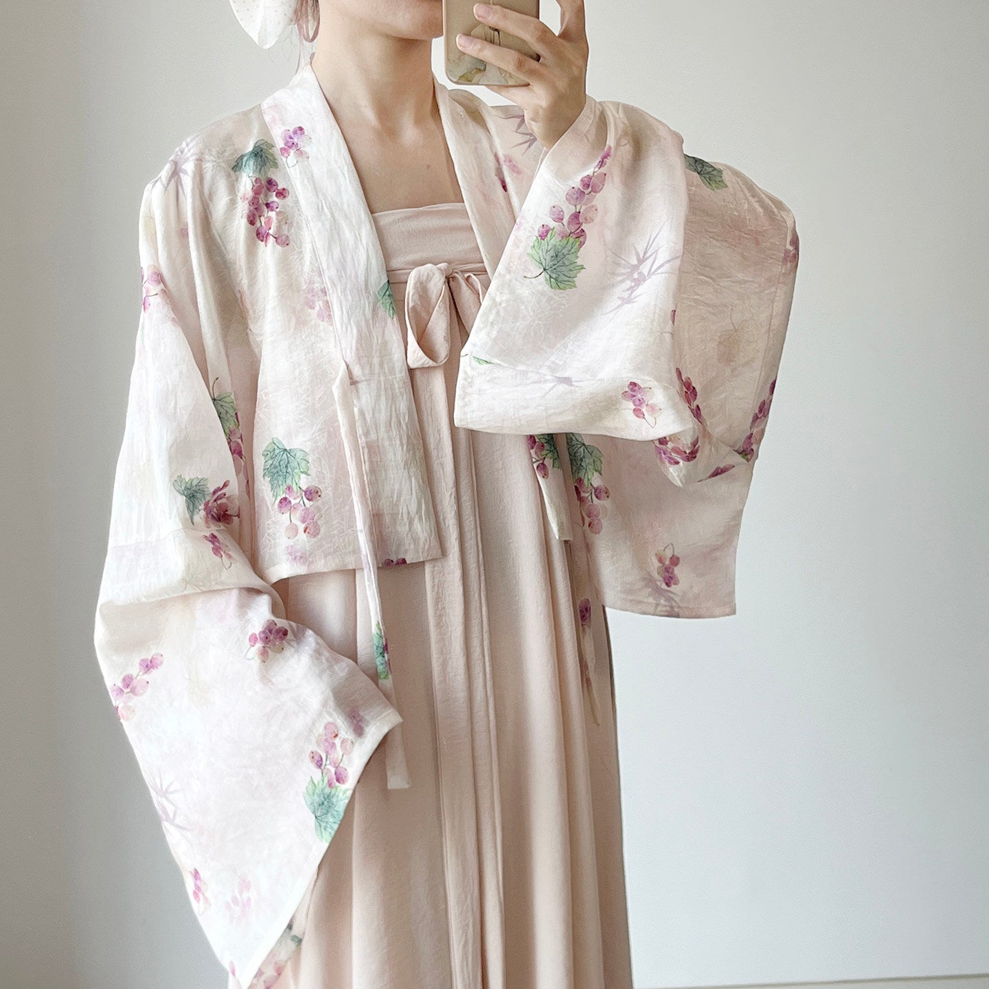 Dark Sleeve Fragrance [Little Grape] Hanfu Women Tang Style Famen Temple Short Top Solid Color Chest-high 8-panel Skirt Daily Commute