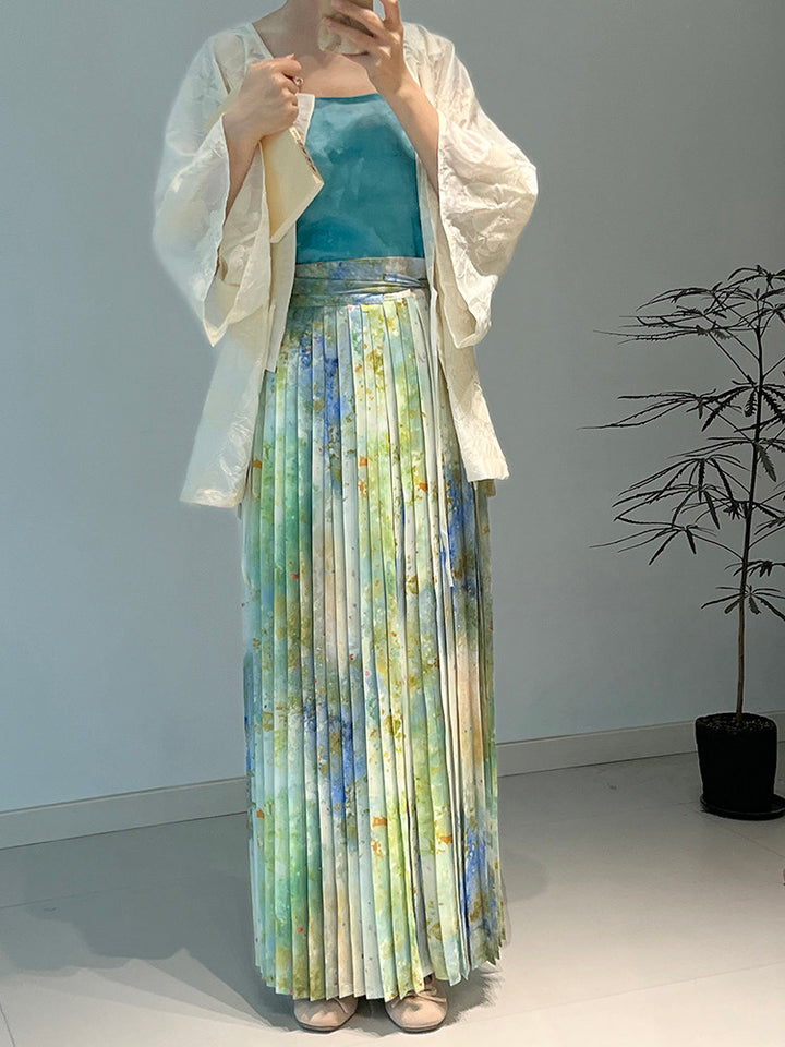 Dark Sleeve Fragrance【Watercolor Pleats】Hanfu Pleated Skirt, Song Style, Daily Wear