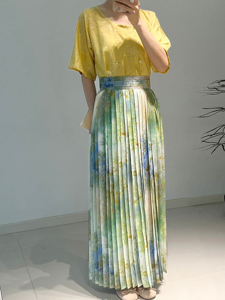 Dark Sleeve Fragrance【Watercolor Pleats】Hanfu Pleated Skirt, Song Style, Daily Wear