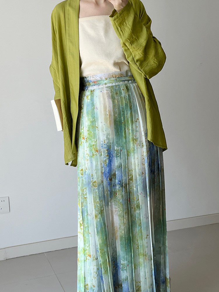 Dark Sleeve Fragrance【Watercolor Pleats】Hanfu Pleated Skirt, Song Style, Daily Wear