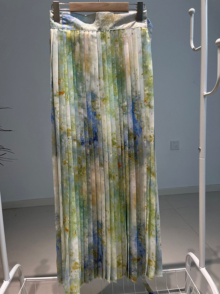 Dark Sleeve Fragrance【Watercolor Pleats】Hanfu Pleated Skirt, Song Style, Daily Wear