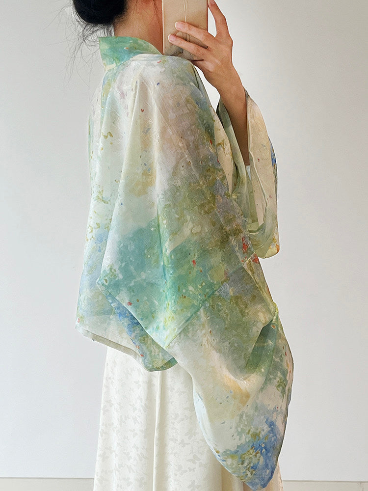 Dark Sleeve Fragrance [Watercolor] Famensi Short Shirt Hanfu Women Daily Commute