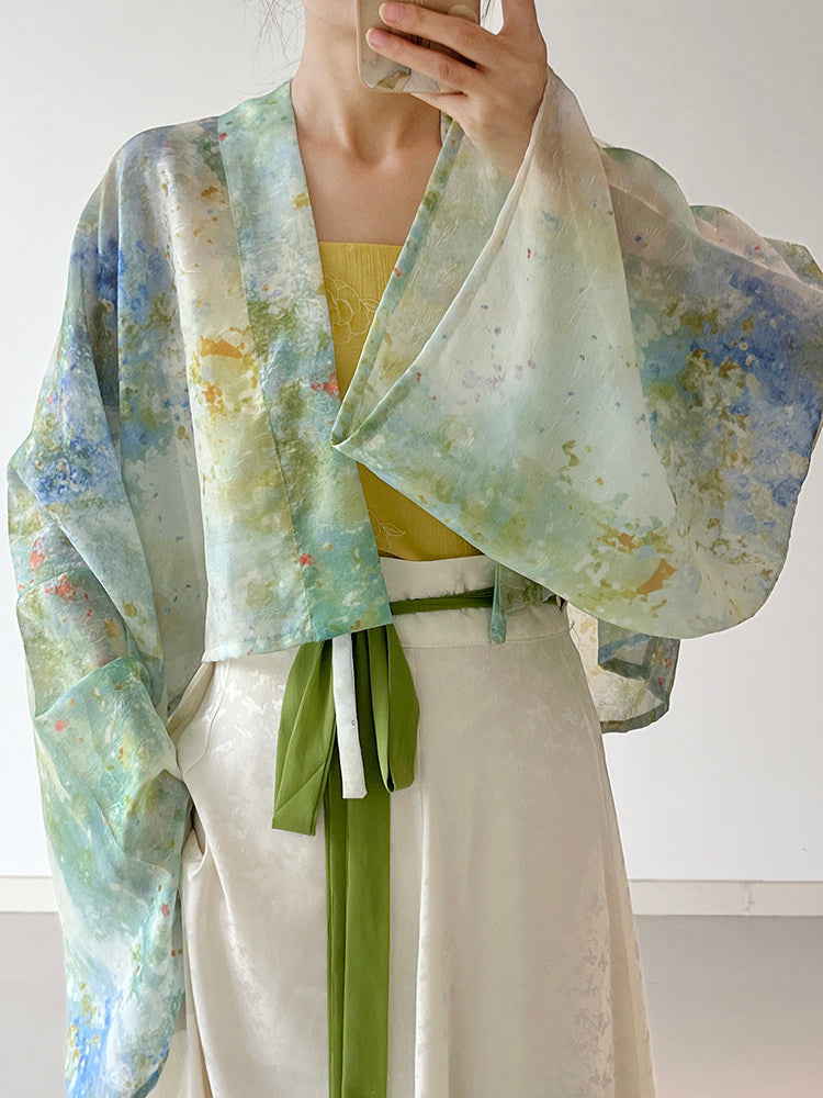 Dark Sleeve Fragrance [Watercolor] Famensi Short Shirt Hanfu Women Daily Commute