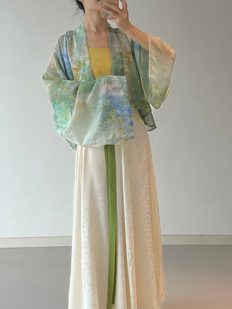 Dark Sleeve Fragrance [Watercolor] Famensi Short Shirt Hanfu Women Daily Commute