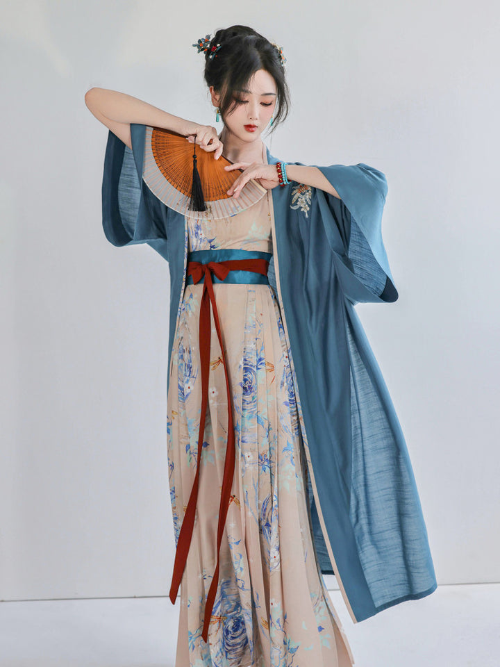 Dreamscape Summer Original Han-Style Dress, Song Dynasty Style, Longgan Temple-Inspired, Daily & Workwear, Women's, With Pockets