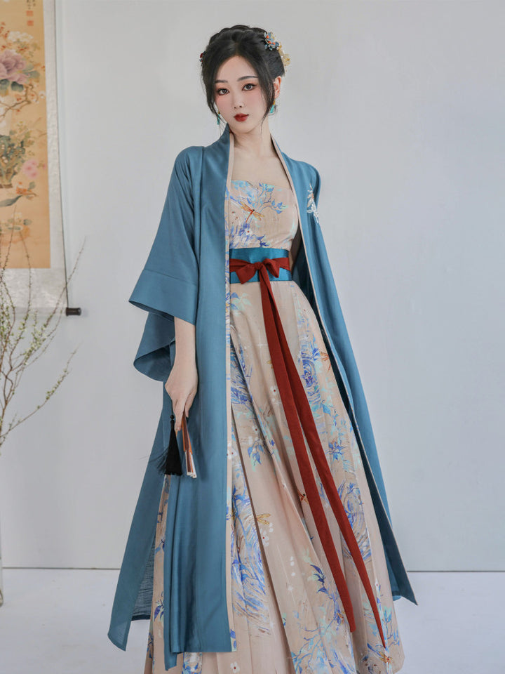 Dreamscape Summer Original Han-Style Dress, Song Dynasty Style, Longgan Temple-Inspired, Daily & Workwear, Women's, With Pockets