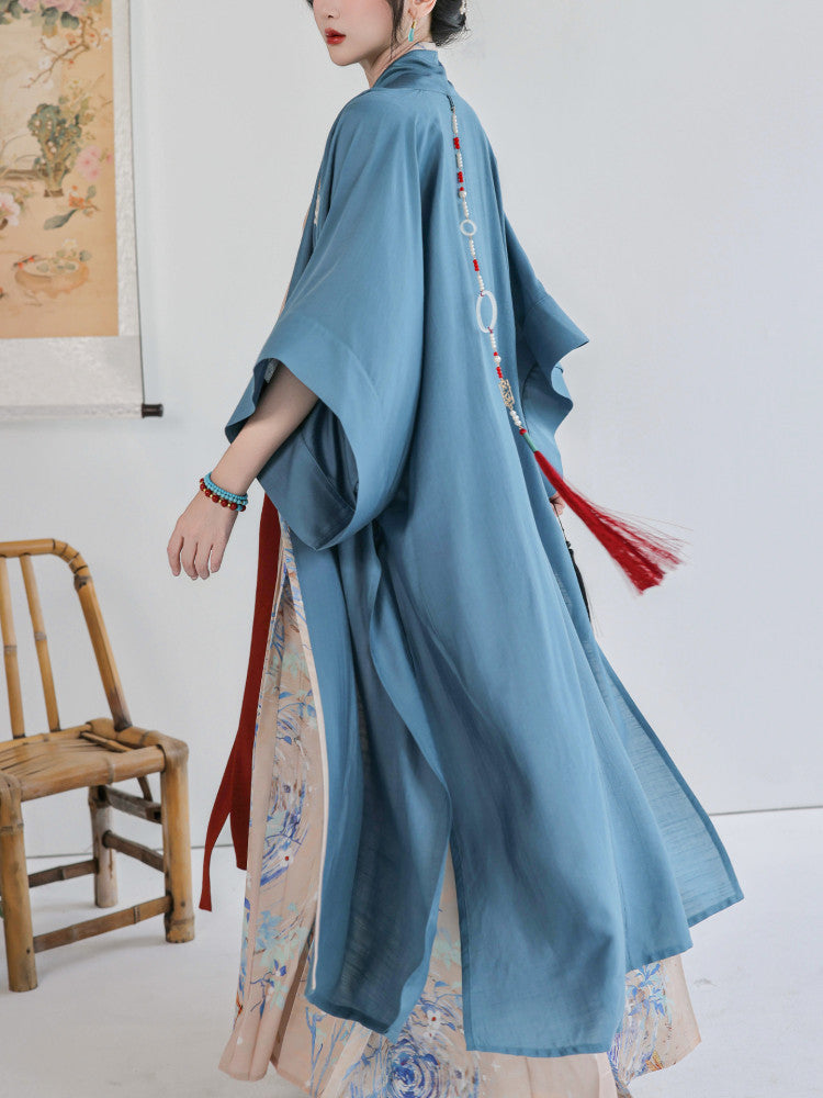 Dreamscape Summer Original Han-Style Dress, Song Dynasty Style, Longgan Temple-Inspired, Daily & Workwear, Women's, With Pockets
