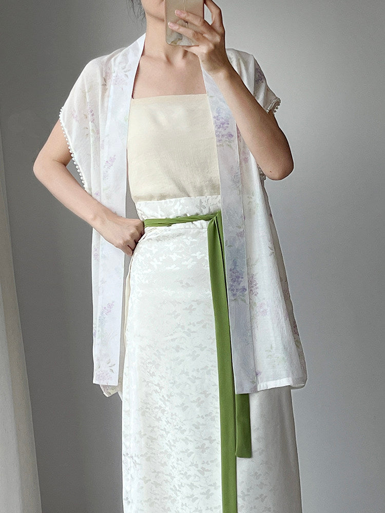 Song-style 2-Piece Hanfu: Swirl Half Skirt & Wu Zhou Beizi for Daily Commute - Anxiu Yingxiang Original