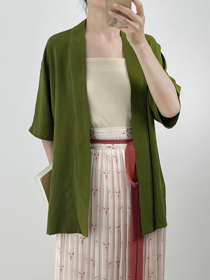 Anxiu Yingxiang Original Hanfu Women's Solid Color Modified Song Style Airplane Short Sleeve Breathable Daily Commute