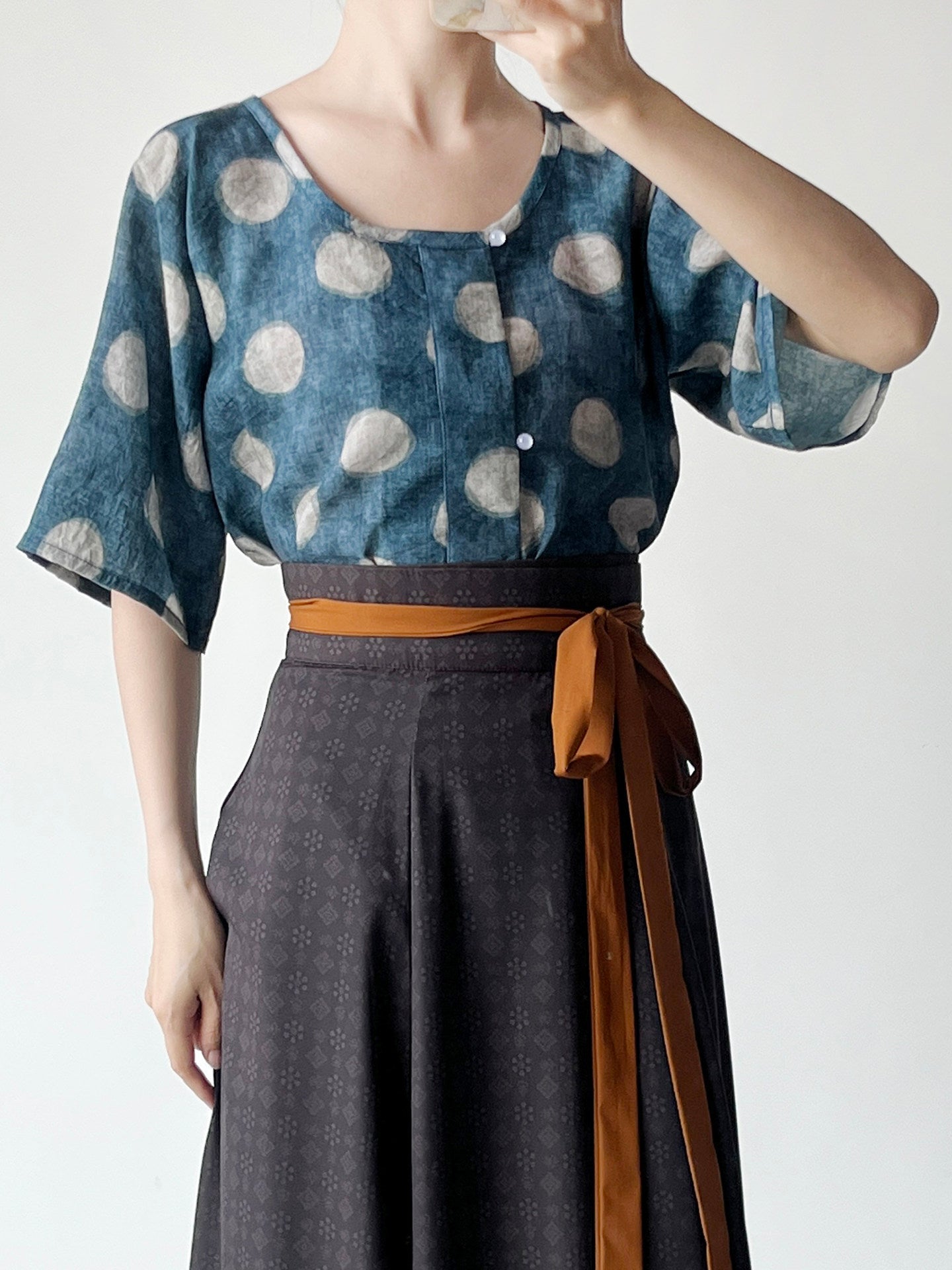 Anxiu Yingxiang【Suiyu】Hanfu Women's Cotton Tang-style Half-sleeve Top - Comfortable & Breathable, Daily Commute