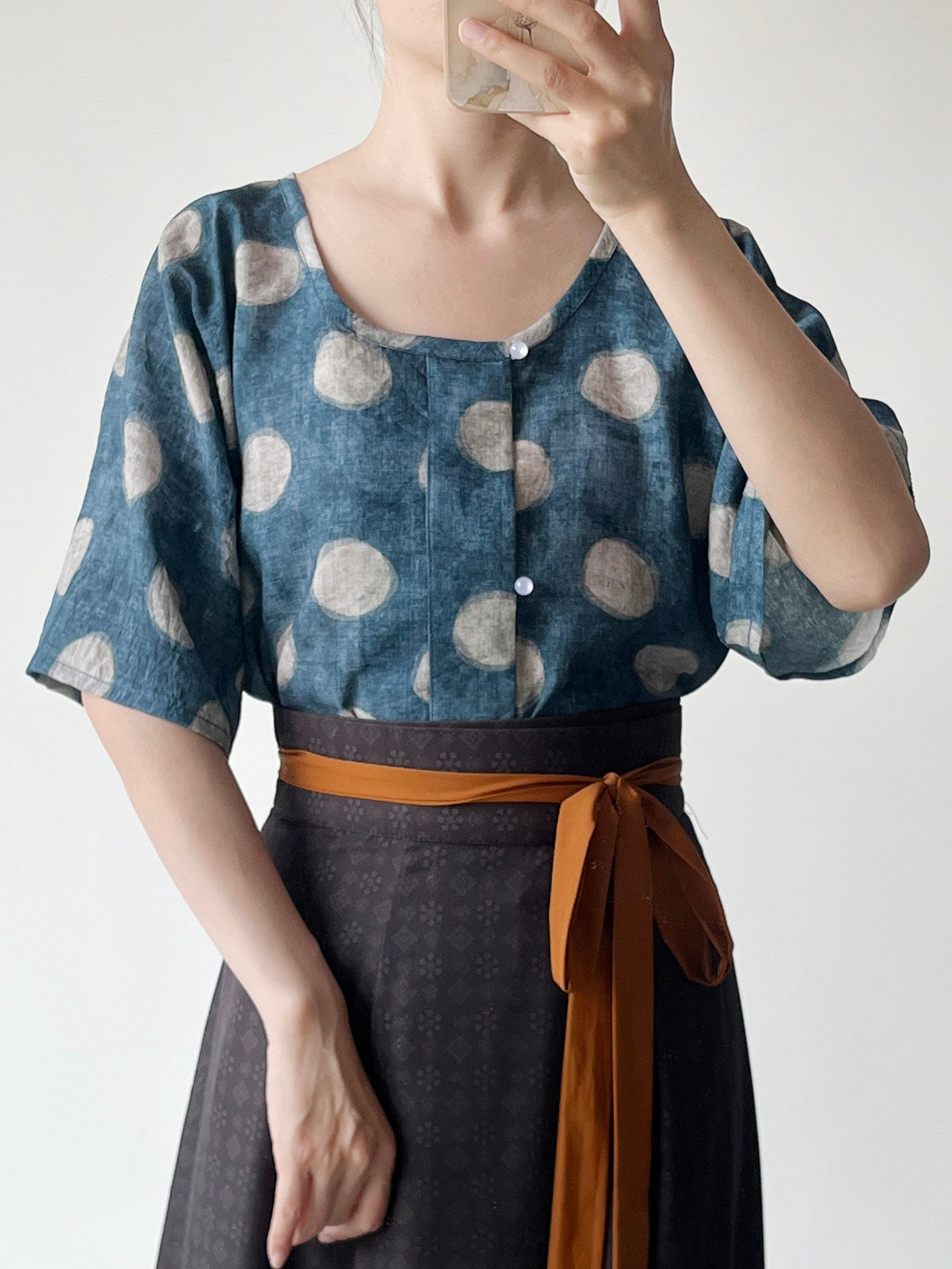 Anxiu Yingxiang【Suiyu】Hanfu Women's Cotton Tang-style Half-sleeve Top - Comfortable & Breathable, Daily Commute