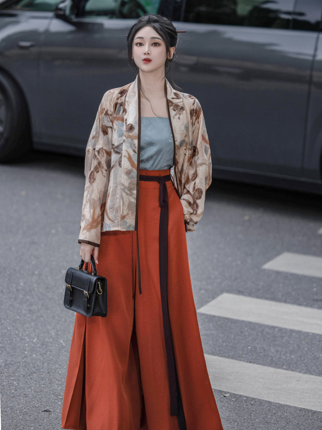 Dreamlike Dead Wood Blossom Song-style Plane Sleeve Vest Elastic Waist Song Pants Tencel Hanfu Han-style Elements Commute Spring/Autumn Women's