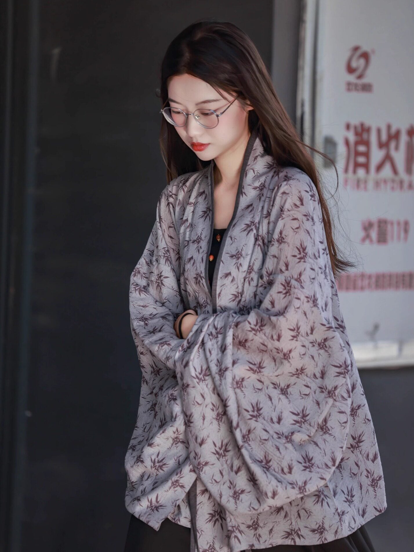 Dreamlike Chinese Bamboo Shadow Wei Jin Pleated Hanfu Cardigan, Modified New Chinese Style, Daily Commute