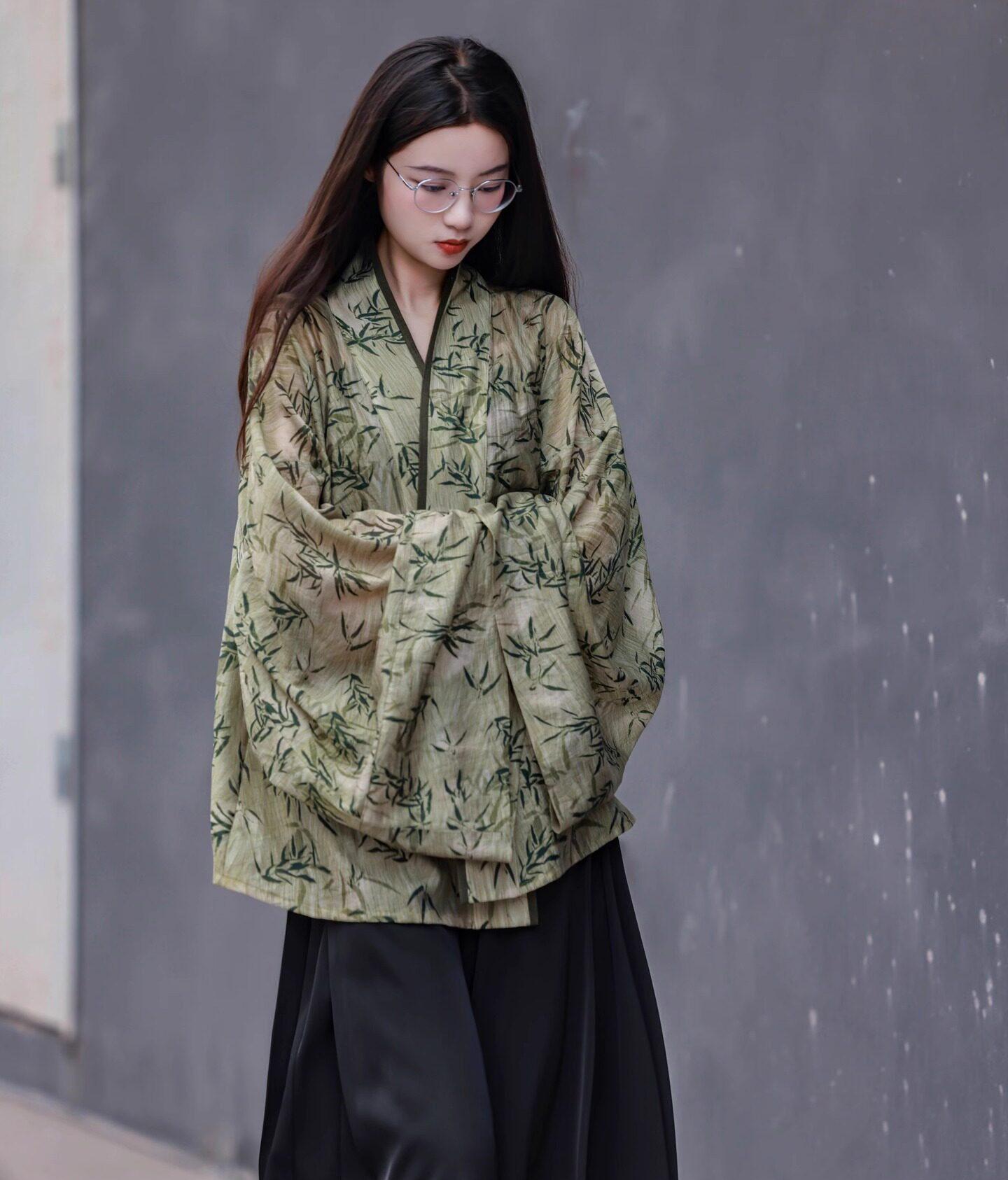 Ni Meng Guo Feng Yu Jun Wei-Jin Northern Dynasties Pleated Hanfu Top, Modified New Chinese Cardigan, Daily Commute Bamboo