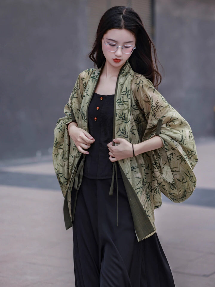Ni Meng Guo Feng Yu Jun Wei-Jin Northern Dynasties Pleated Hanfu Top, Modified New Chinese Cardigan, Daily Commute Bamboo