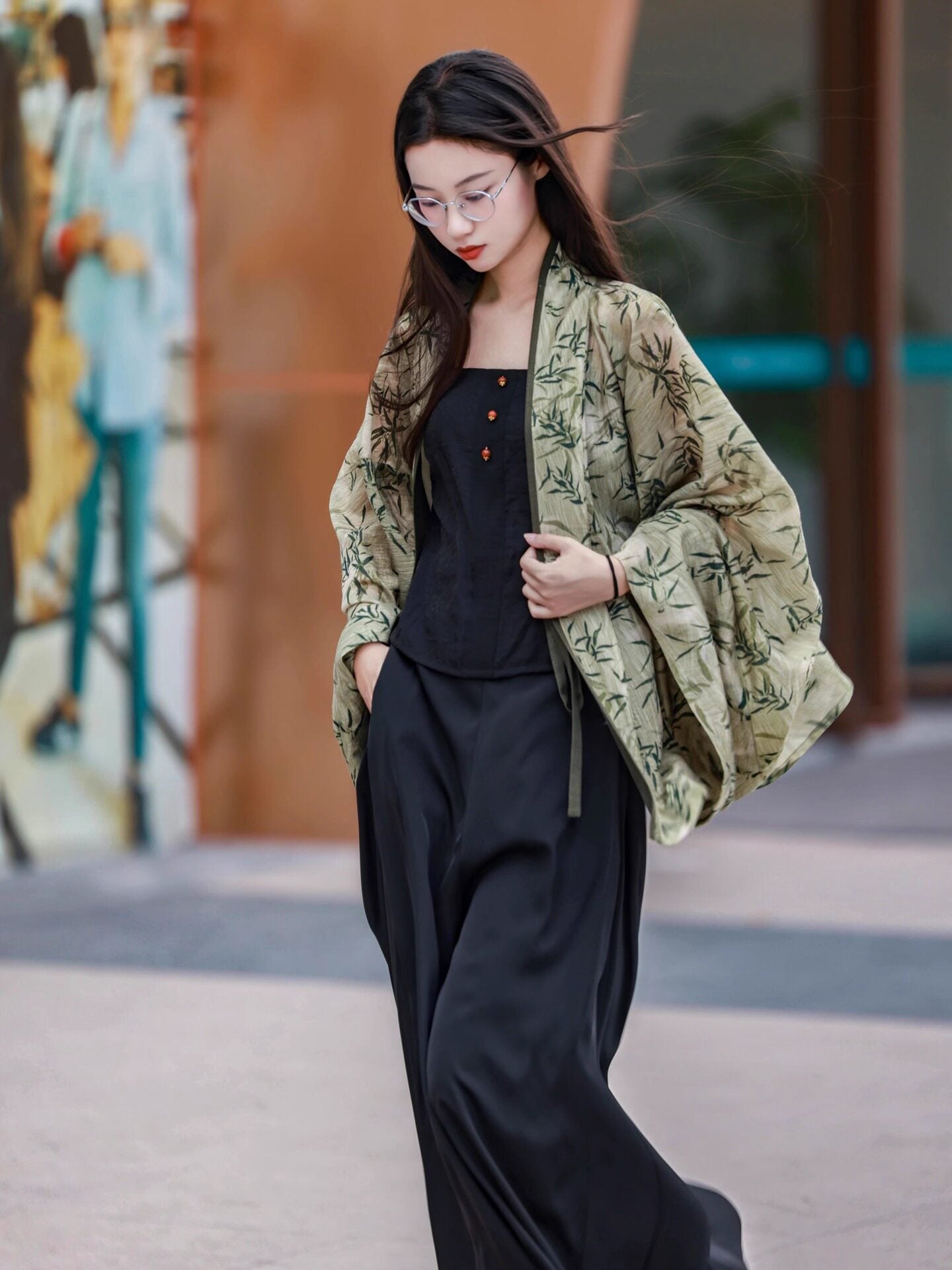 Ni Meng Guo Feng Yu Jun Wei-Jin Northern Dynasties Pleated Hanfu Top, Modified New Chinese Cardigan, Daily Commute Bamboo