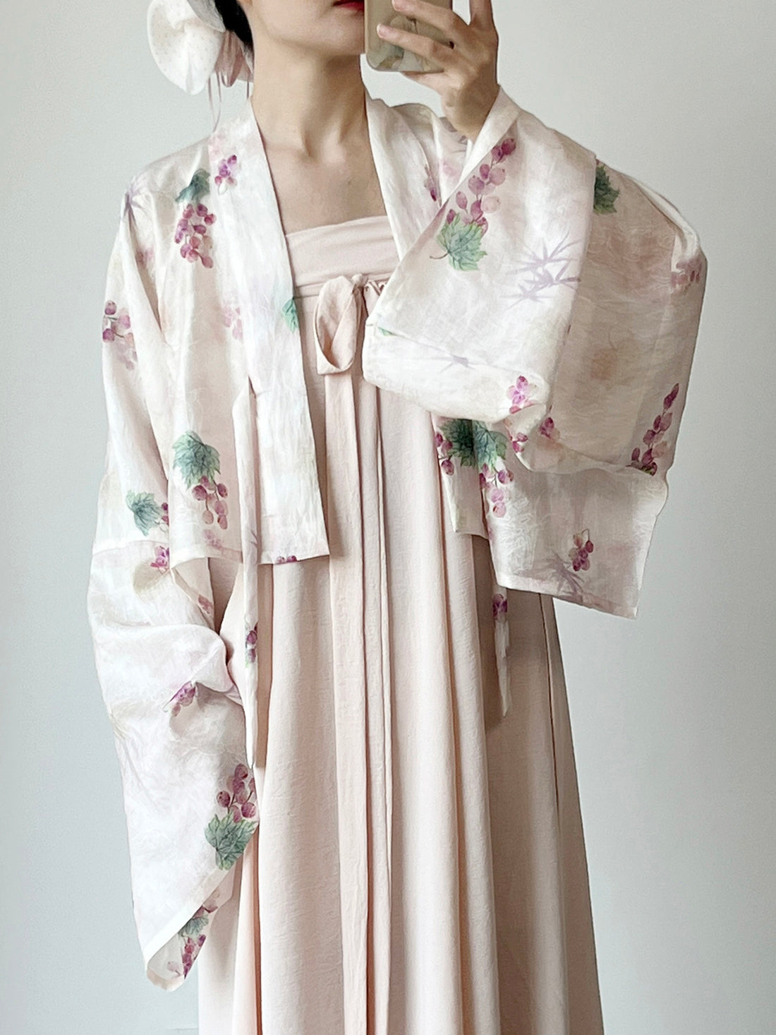 Dark Sleeve Fragrance [Little Grape] Hanfu Women Tang Style Famen Temple Short Top Solid Color Chest-high 8-panel Skirt Daily Commute