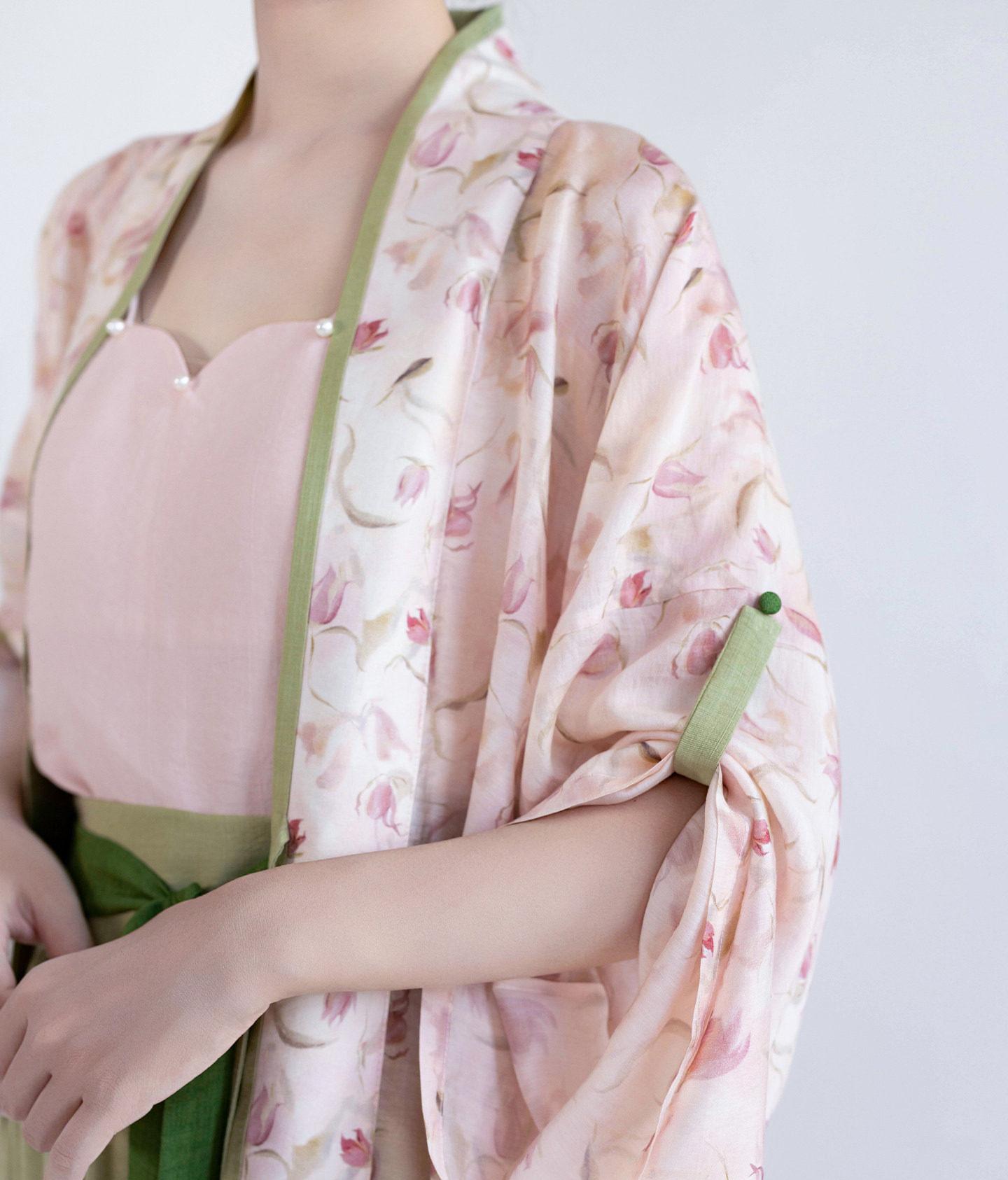 Nimeng Four Seasons Spring Original Chinese Han-style Skirt, Song-style Cross-collar Straight Sleeve Tencel, Daily Commute & Fresh Hanfu