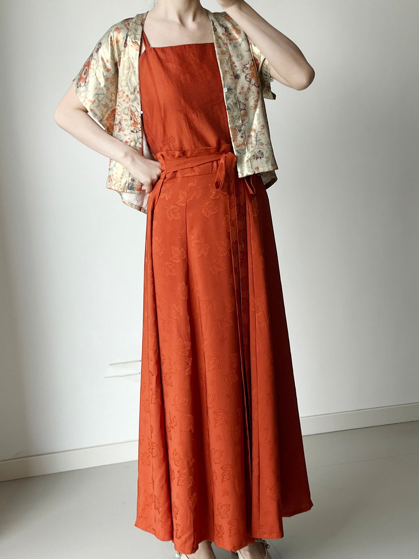 Anxiu Yingxiang Dunhuang Famen Temple Women's Tang-Style Short Top & Modified Camisole Ba Po Skirt Set Casual Wear