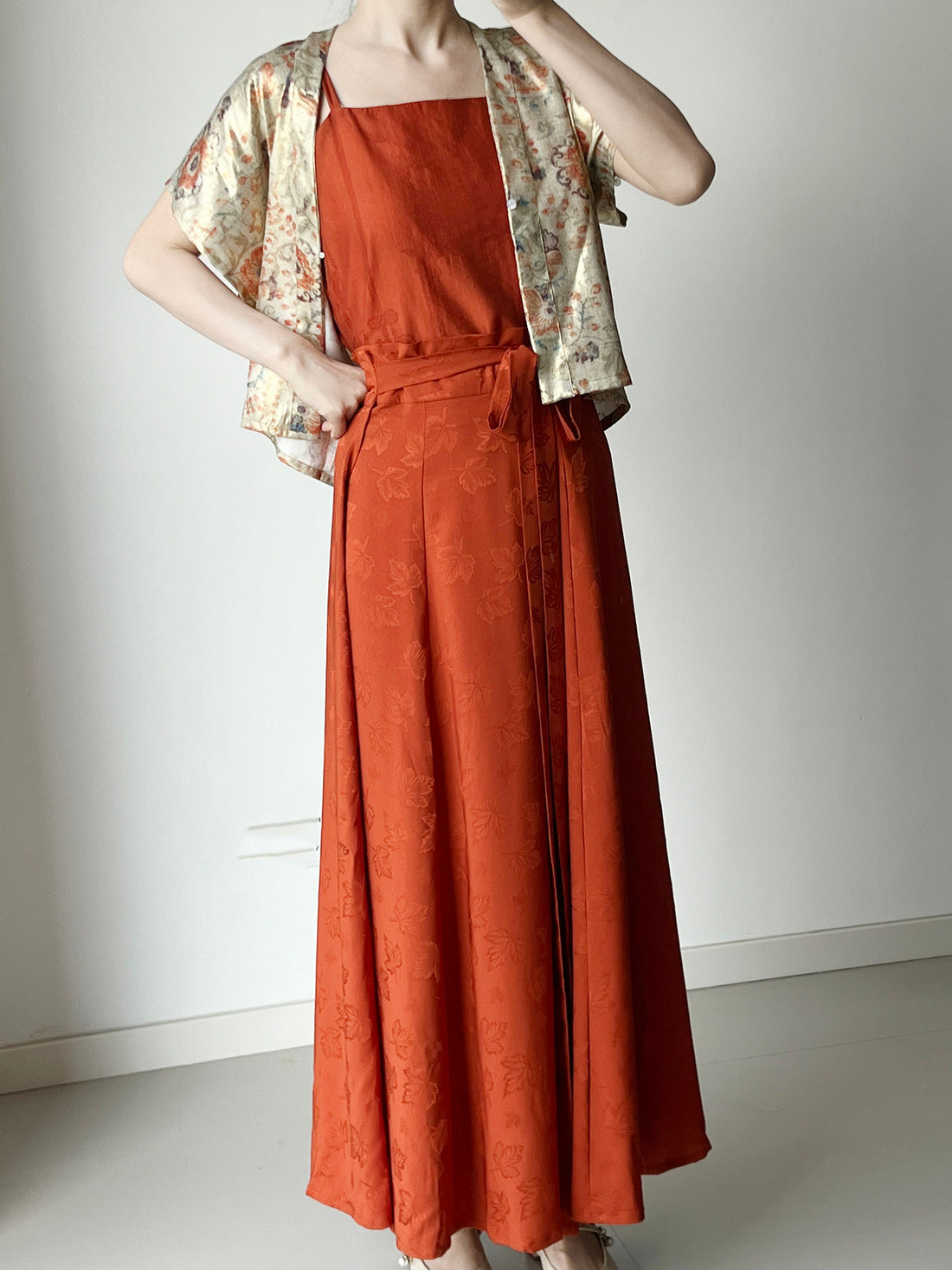 Anxiu Yingxiang Dunhuang Famen Temple Women's Tang-Style Short Top & Modified Camisole Ba Po Skirt Set Casual Wear