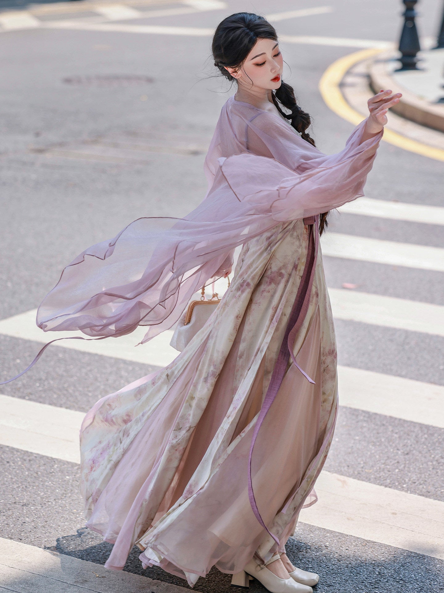 Dreamy Ru Meng Ling Spaghetti Half Skirt, One-Piece Torn Skirt, Mermaid Tail, Hanfu Element, Torn Sleeves, Petal Collar, Ethereal & Gentle