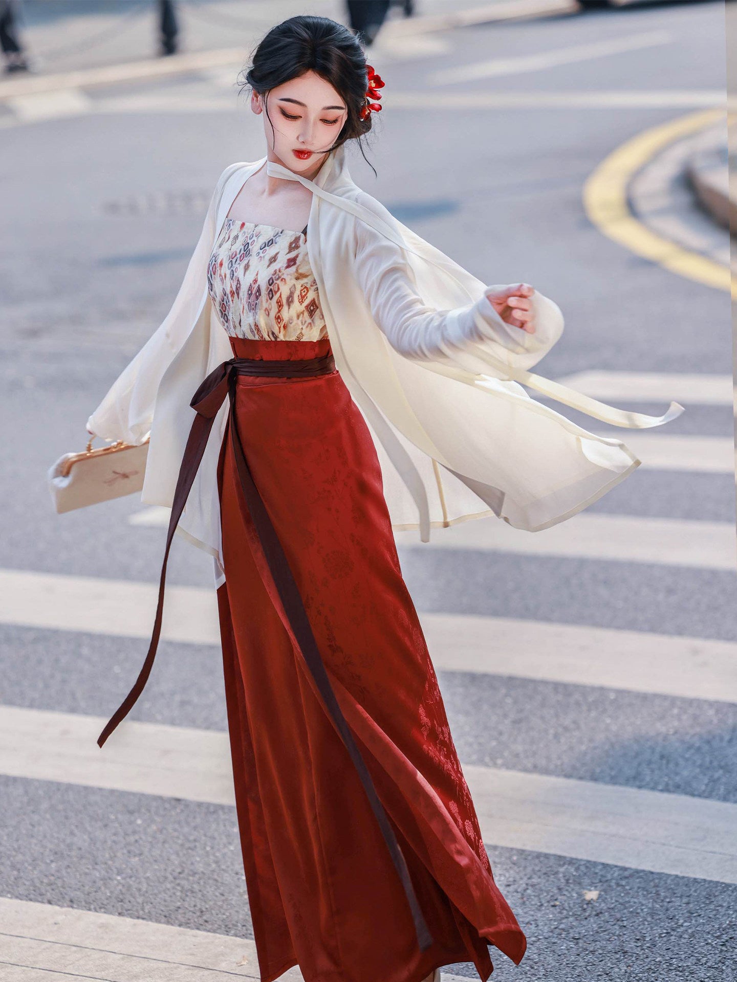 Nimeng Yuyan Original Hanfu - Song Style Swirl Skirt, Plane Sleeve, Rayon Jacquard, Mature & Bright, Commute, Spring/Autumn
