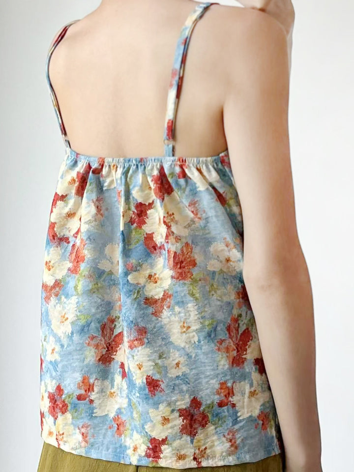 Anxiu Yingxiang [Oil Painting] Hanfu Song-Style Rayon Camisole, Curved Neckline, Daily & Commute, Pads Addable